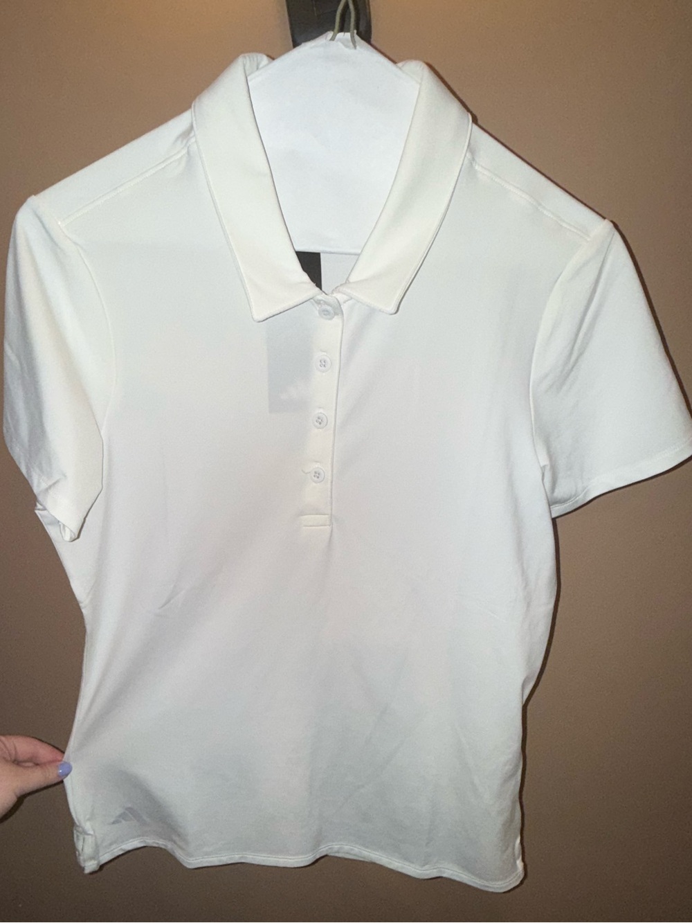 adidas Women's White Button-Down Polo Shirt